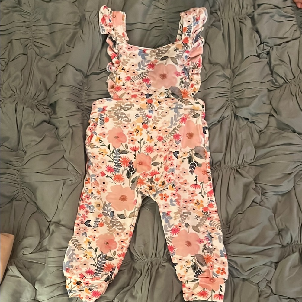 Little Sleepies Play Floral Ruffle Kids Overalls